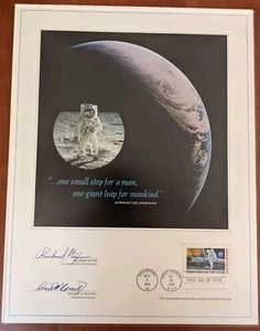 First Man on the Moon Druck & Briefmarke Ersttagsausgabe 1969 - Bild 1 von 5