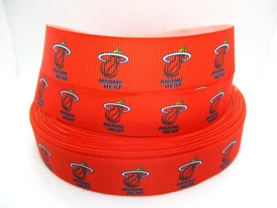 Miami Heat Basketball 1" Grosgrain Ribbon YOUR CHOICE 5 or 10 Yard (NBA) - Image 1 of 3