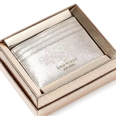 FUNDA TARJETERO KATE SPADE GLIMMER METALIZADA EN CAJA: NUEVA CON ETIQUETAS ROSA BRILLANTE Foto 1 de 4