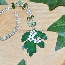 Beaded Hawthorn Flower Pendant Necklace - Hand Sculpted - Spring Jewellery
