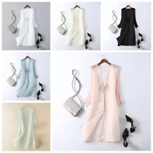 Embroidered Women Sheer Mesh Cardigan Chinese Coat Tops Jacket Retro Qipao Midi - Picture 1 of 19