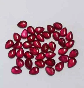 Ruby Corundum Gemstone Smooth Pear Shape Cabochon 10x14 mm Gemstone - Picture 1 of 8