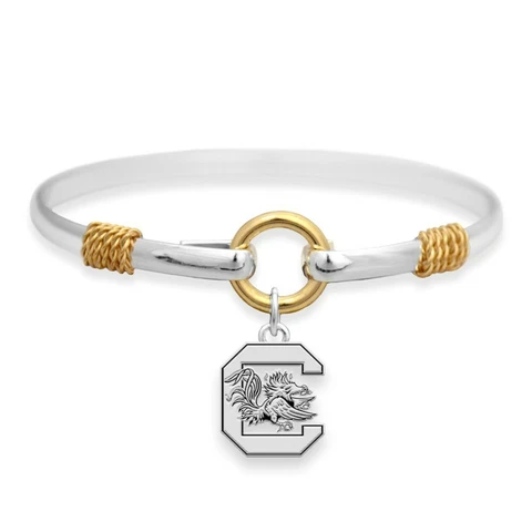 South Carolina Gamecocks Silver Tone Bangle Charm Bracelet,NCAA,Gift for Her Mom Cover