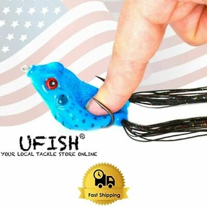 UFISH 10PCS Set Soft Frog Lures Fishing Lot Crankbait Bass Top Water Colourful - Picture 1 of 10