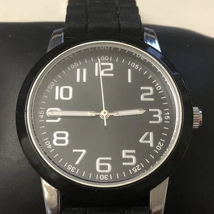 Black Easy Read Watch NEW BATTERY - Picture 1 of 10