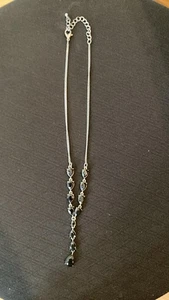 Collar de moda con cuentas de piedra en forma de lágrima de ágata negra de aproximadamente 12" - Imagen 1 de 2