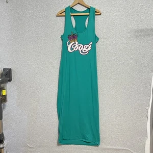 Coogi Dress Womens XL Teal Maxi Tank Crown Rhinestone Graphic Racerback Casual - Picture 1 of 10