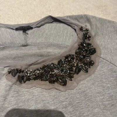 Sudadera Ella Moss Gris Adornada Cuentas Talla Mediana Foto 1 de 4