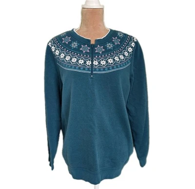De Colección Blair Cottage Core Navidad Suéter Sudadera L Cremallera Verde azulado Grannycore Foto 1 de 4