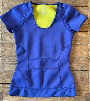Zaggora ThermoFit Mujer Pequeña Sauna Top Azul Neopreno Adelgazante Camisa de Entrenamiento  Foto 1 de 4