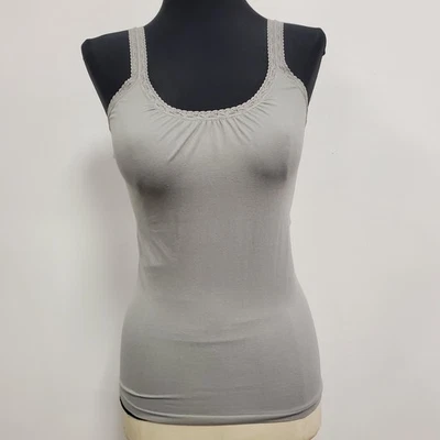 Cami ajustada vintage The Limited para mujer Y2K con ribete de encaje talla XS gris preppy 90S Foto 1 de 4