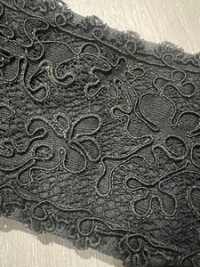 authentic Victorian antique Sash Belt silk Black lace Bustle hook - Picture 1 of 8