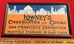 Lowney's Chocolate Cocoa Werbeschild 1915 San Francisco Expo. Weltausstellung - Bild 1 von 5
