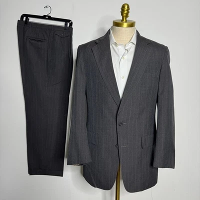 Traje de caña Austin vintage EE. UU. a rayas dos piezas ropa de hombre 42R 34W Foto 1 de 4