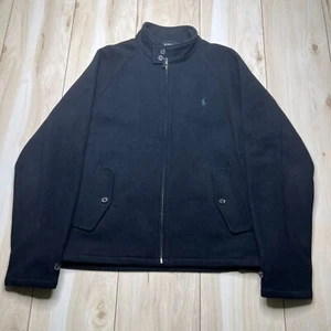 Giubbotto Bomber Polo Ralph Lauren Uomo Nero Misto Lana Foderato Full Zip Taglia Large - Foto 1 di 18