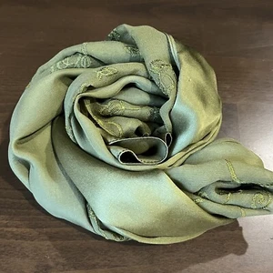 100% Silk long Chiffon Scarf Women neckerchief Shawl Wrap Rose Floral green - Picture 1 of 11