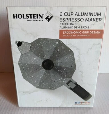 Cafetera espresso de aluminio Holstein Housewares 6 tazas - H08080 - gris/negro/blanco Foto 1 de 4