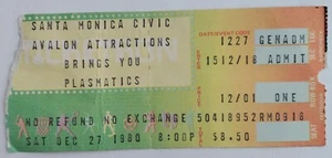 Plasmatics 27.12.1980 Santa Monica Civic Original Vintage Konzert Ticket Stub - Bild 1 von 2