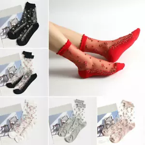 Calze Traspiranti Ultra Sottili Estive Donna Trasparenti Pizzo Elasticizzato Calzini Corti - Foto 1 di 16