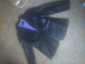 Vintage Black Massimo Leather Womens Button Up Coat Jacket dutti size large - Picture 1 of 3