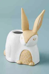 Anthropologie Vase WOODLAND CREATURE Stoneware RABBIT Bunny Hare Handpainted NWT - Picture 1 of 3