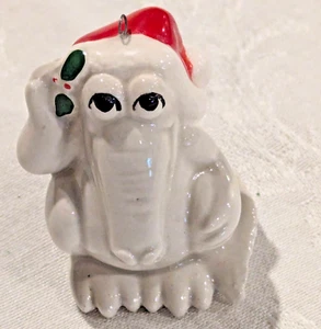 Fitz Floyd Alligator Christmas Ornament Porcelain Santa Hat Crocodile Elephant - Picture 1 of 7
