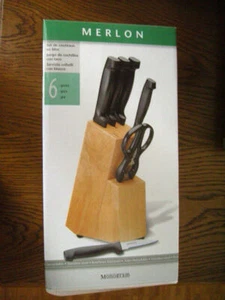 5 couteaux+ paire de ciseaux sur support en bois (pin) MONOGRAM MERLON (1) - Imagen 1 de 1