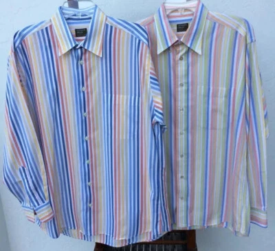 Camisas Gitman Brothers vibrantes a rayas multicolor LS abotonadas para hombre talla L EE. UU. Foto 1 de 4