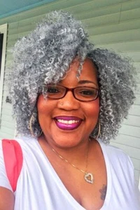 Women Ombre Grey Kinky Curly Lace Front Wigs Afro Curly Gray Wigs Synthetic Hair - Picture 1 of 2