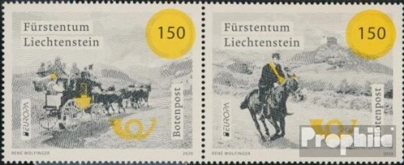 Estampillas Liechtenstein 2020 Mi 1971-1972 pareja como nuevas MNH 2020 ruta postal histórica Foto 1 de 1