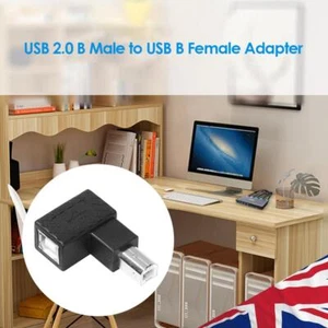 USB 2.0 Type B Male to Female Extension Adapter Right Angled 90 Degree Converter - Picture 1 of 7