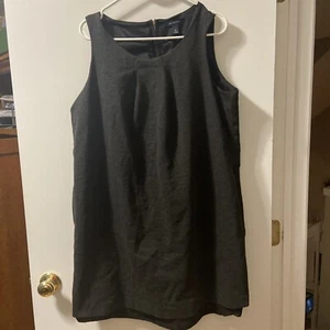 Lands’ End Dress Ponte Knit Sheath Sleeveless Gray Black Herringbone Women’s 16 - Picture 1 of 9