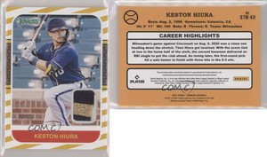 2021 Panini Donruss Retro 1987 Materials Gold /25 Keston Hiura #87M-KH