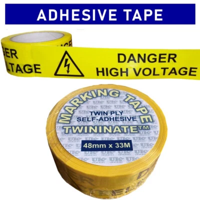 TWININATE DANGER HIGH VOLTAGE self-adhesive marking tape - electrical hazard warning (33M)