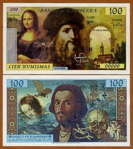 SPECIMEN Kamberra, 100 Numismas, 2015, Limited Issue, UNC Leonardo da Vinci - Picture 1 of 1