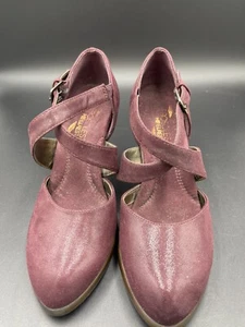 Aerosole Heelrest Gr. 6 Damen Kunstleder Absatz Pumps Schuhe Kreuzriemen Burgunderrot - Bild 1 von 4