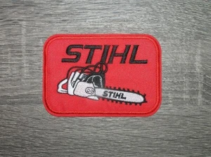 STIHL Chainsaw Tools Embroidered Iron On Patch 4" x 2.75" - Imagen 1 de 2