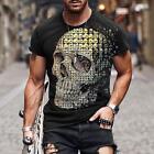 Camiseta Con Estampado 3D De Cráneo Para Hombre Camisa Corta Moda Hip-Hop Lujo