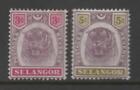 Malaysia Selangor 1895-99 3c 5c Feinmontage Neuwertig SG54,55