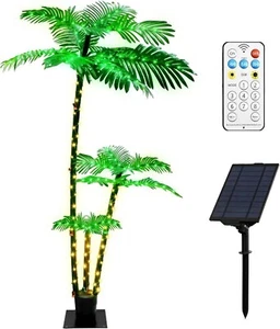 Artificial Palm Tree w/ Solar Lights 6.3Ft 219LED Waterproof Outdoor Decor - Picture 1 of 7