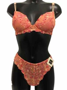 Orange Floral Bra Underwired Padded Push Up Removable Pads AND OR Thong - Picture 1 of 17