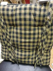 Primitive 14 in Chair Pad Black Check Cotton Tie Kitchen Table Decor VHC Brands - Picture 1 of 1