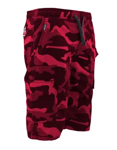 Boys Elastic Waist Drawstring Cotton Blend Army Camouflage Kids Cargo Shorts - Picture 1 of 21