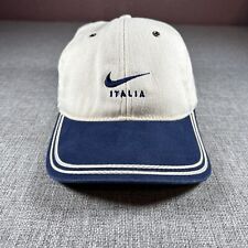 Vintage Nike Italia Hat Cap Adjustable Swoosh Blue Beige Italy Embroidered Brim