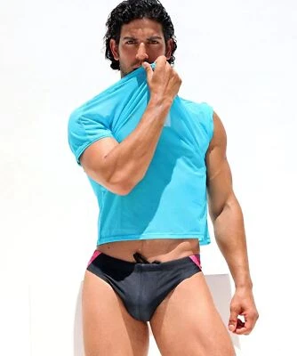 Camisa RUFSKIN GRANDE RENZO Camiseta Recortada Transparente Elastizada Tul Celeste 79 Foto 1 de 4