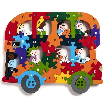 Alphabet Bus Wooden Jigsaw Puzzle For Children Damaged Box - Image 1 of 4