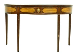 L52585EC: KINDEL Winterthur Highly Inlaid Mahogany 1 Drawer Console Table - Picture 1 of 12
