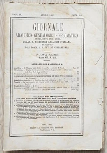 GIORNALE ARALDICO GENEALOGICO 1882 SIGILLO CAVALCACONTE BAGNACAVALLO - Imagen 1 de 1