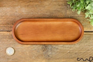 Handmade Small Wooden Oval Pen Tray Natural Brown Trinket Organise Coin Key Gift - Picture 1 of 12