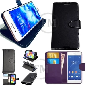 Luxury Leather Book Case Wallet Flip Folio Cover Pouch 4 iPhone HTC Samsung Sony - Picture 1 of 53